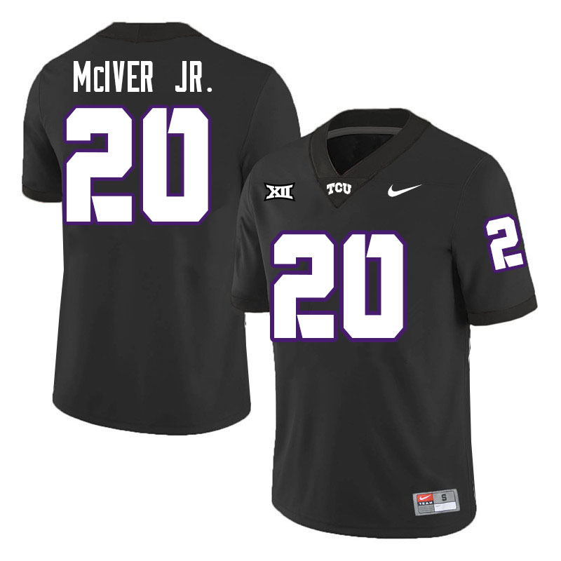 #20 Jevon McIver Jr. TCU Jersey,Texas Christian University Horned Frogs Football Jersey-Black